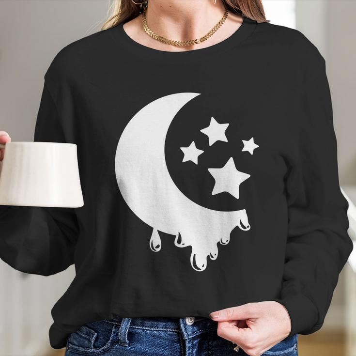 Pastel Goth Moon With Stars Kawaii Pastel Goth Design Gift Meaningful Gift Long Sleeve T-Shirt Gifts for Her