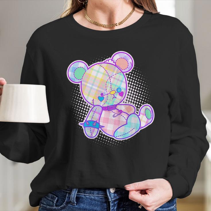 Pastel Kawaii Cute Goth Punk Teddy Bear Long Sleeve T-Shirt Gifts for Her