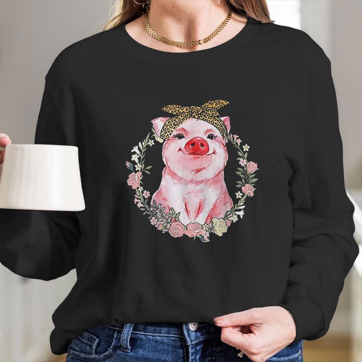 Pig Cute Love Funny Animal Piggy Long Sleeve T-Shirt Gifts for Her