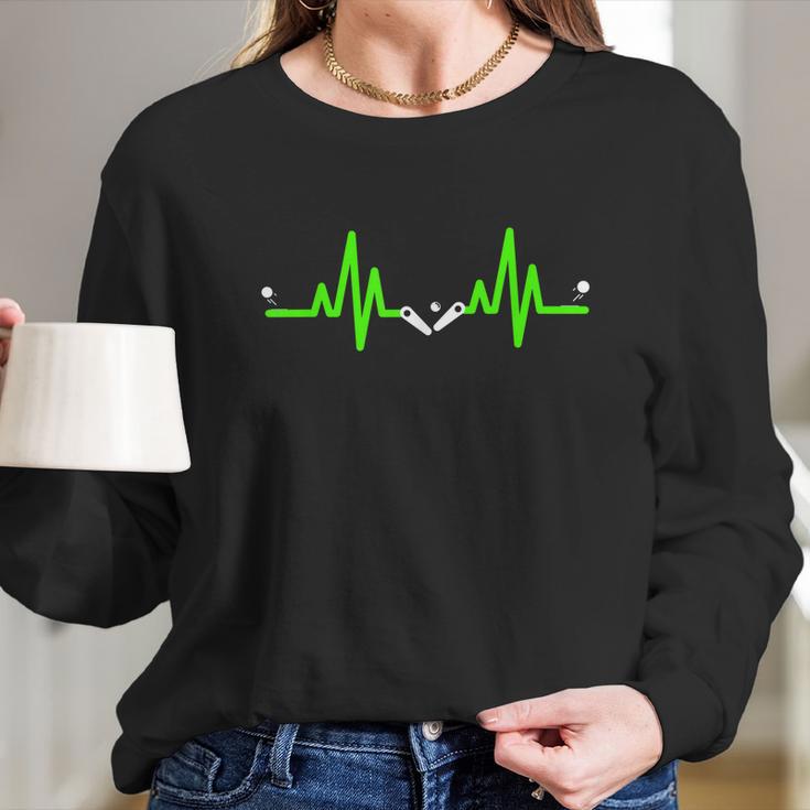 Pinball Heartbeat Flipper Ecg Pulse Line Long Sleeve T-Shirt Gifts for Her