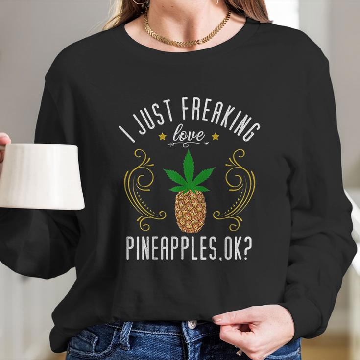 Pineapple Funny Marijuana Lover Gift Long Sleeve T-Shirt Gifts for Her