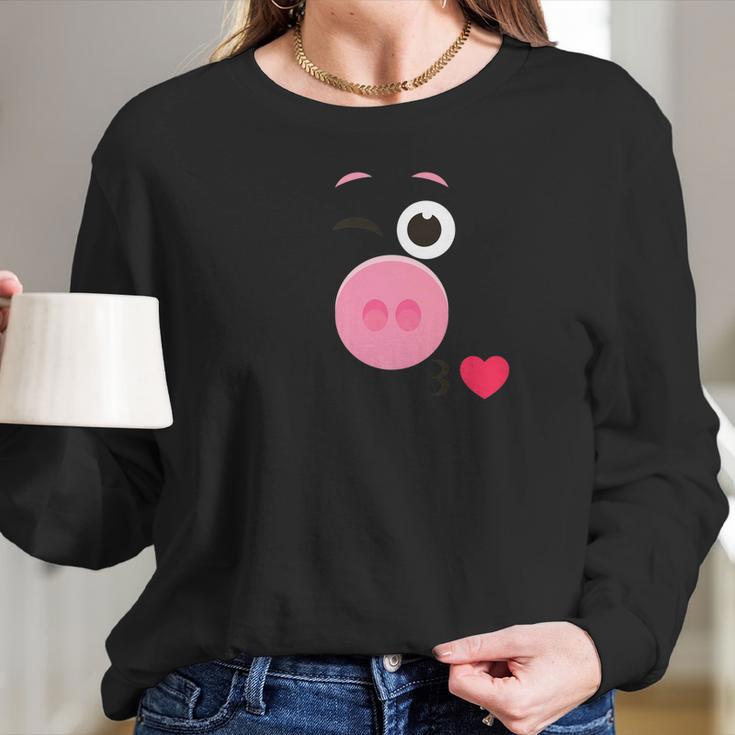 Pink Pig Emoji Family Matching Costume New Year 2022 Long Sleeve T-Shirt Gifts for Her