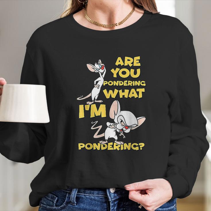 Pinky And The Brain Pondering Long Sleeve T-Shirt Gifts for Her