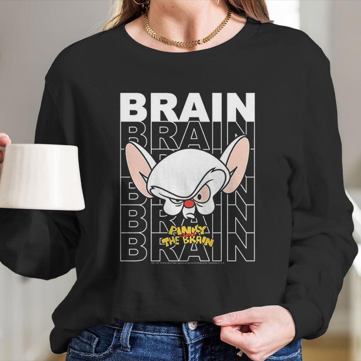 Pinky And The Brain Text Stack Big Face Long Sleeve T-Shirt Gifts for Her