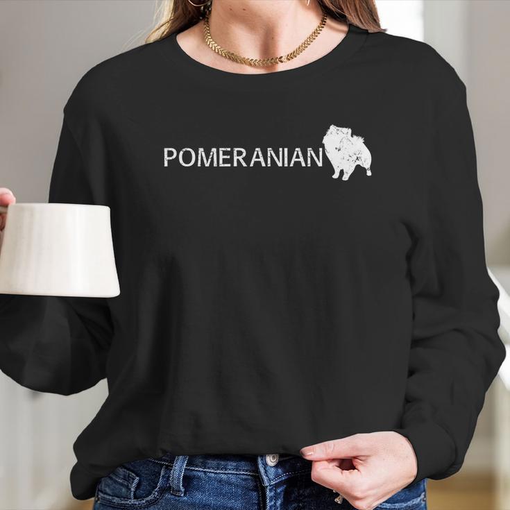 Pomeranian Dog Logo Long Sleeve T-Shirt Gifts for Her