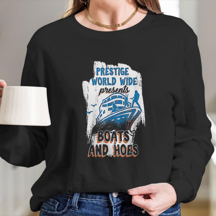 Prestige World Wide Presents Boats And Hoes Boating Nautical Long Sleeve T-Shirt Gifts for Her