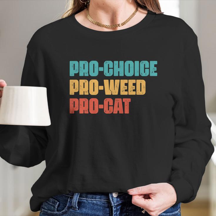 Pro Choice Pro Weed Pro Cat Retro Vintage Long Sleeve T-Shirt Gifts for Her