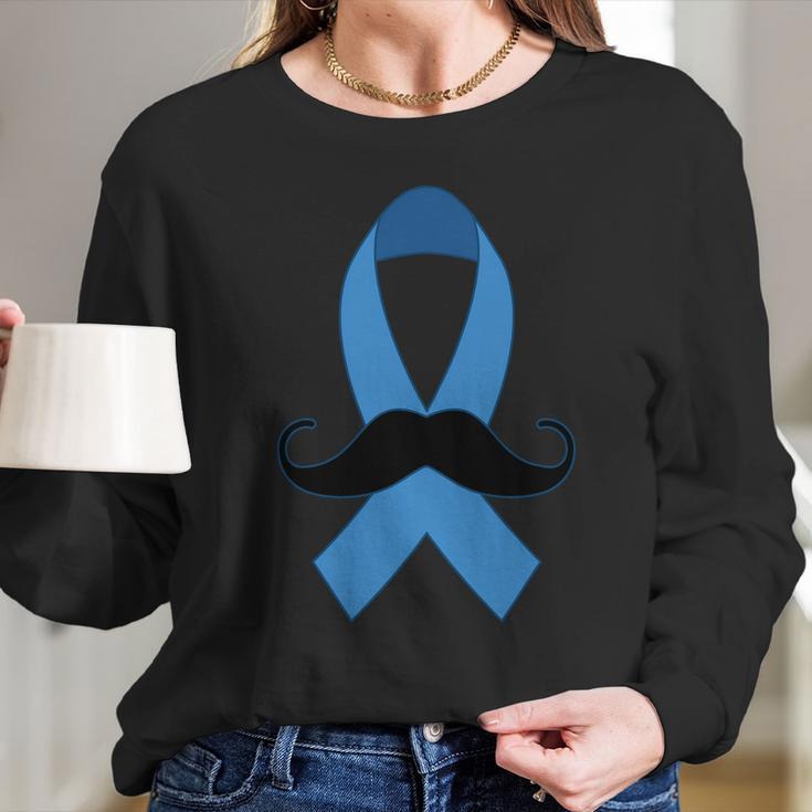 Prostate Mustache Ribbon Long Sleeve T-Shirt Gifts for Her