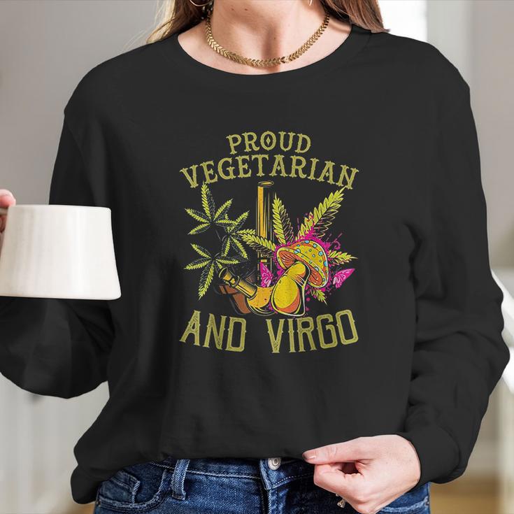 Proud Vegetarian Weed Virgo Vintage 420 Funny Long Sleeve T-Shirt Gifts for Her