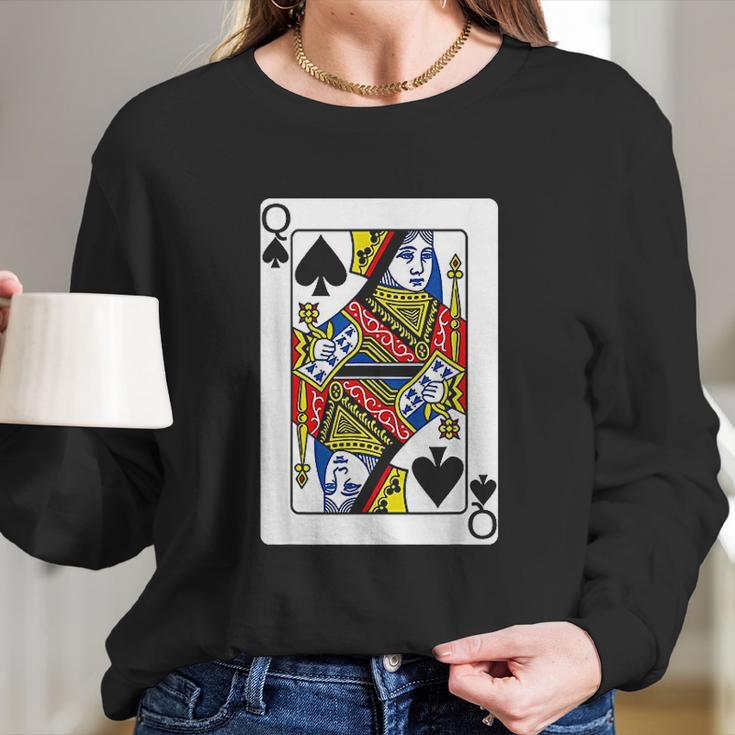 Queen Of Spades Playing Card Long Sleeve T-Shirt Gifts for Her