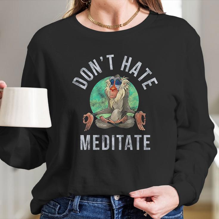 Rafiki Dont Hate Meditate Long Sleeve T-Shirt Gifts for Her