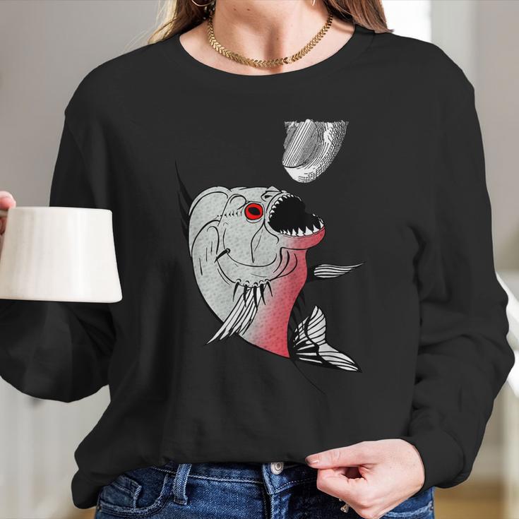 Red Bellied Piranha - Fish - Animal - Fishing Funny Long Sleeve T-Shirt Gifts for Her