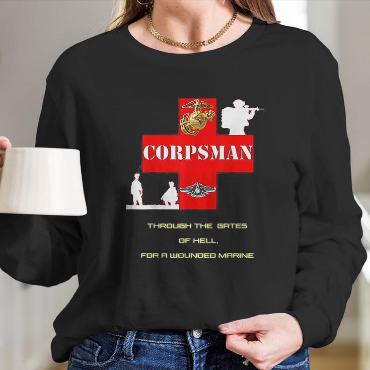 Red Cross Navy Corpsman Fmf Warfare Specialist Long Sleeve T-Shirt Gifts for Her