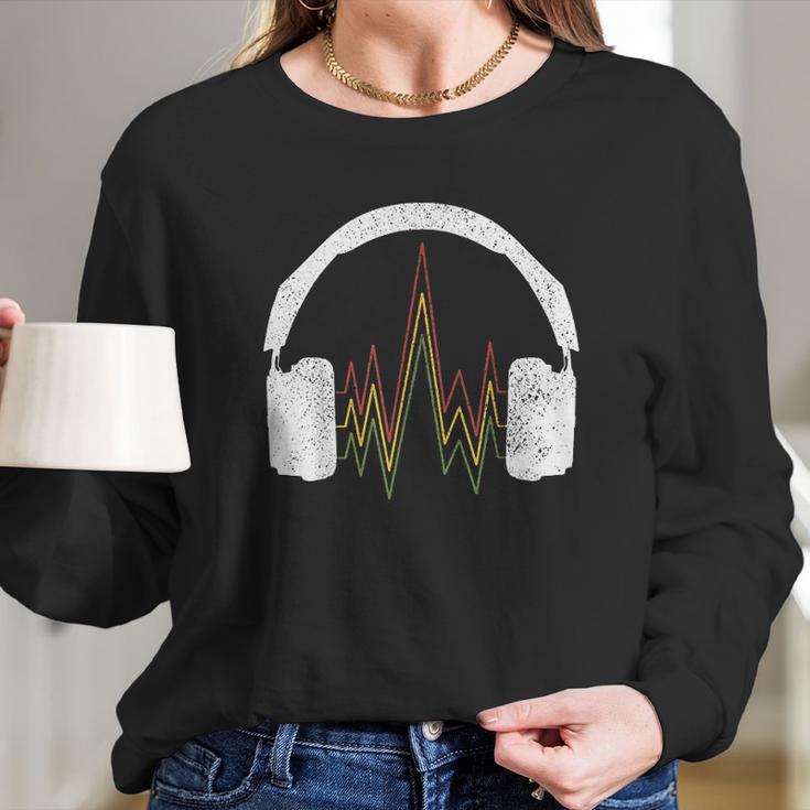 Reggae Music Headphones Rastafari Rasta Gift Long Sleeve T-Shirt Gifts for Her