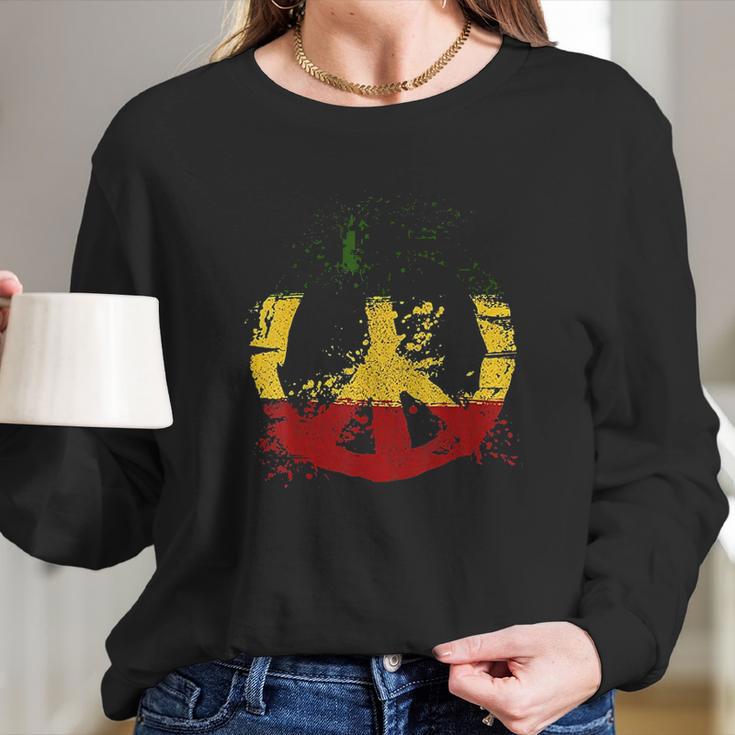 Reggae Music Peace Sign Rastafari Rasta Gift Long Sleeve T-Shirt Gifts for Her