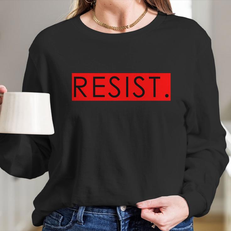 Resist Campaign Red Box Logo Anti-Trump Long Sleeve T-Shirt Gifts for Her