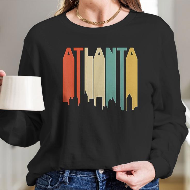 Retro 1970S Style Atlanta Georgia Skyline Long Sleeve T-Shirt Gifts for Her