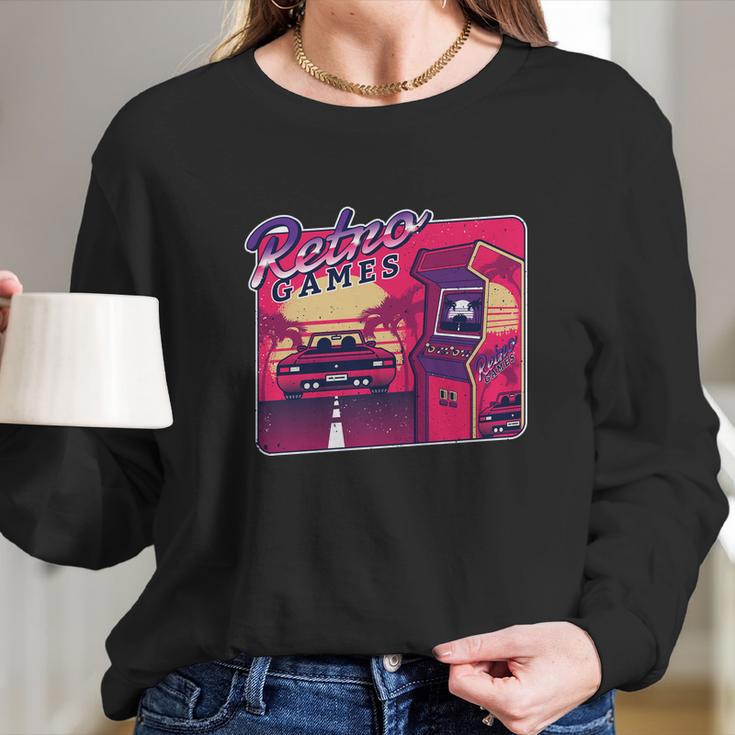 Retro Gaming Arcade Long Sleeve T-Shirt Gifts for Her