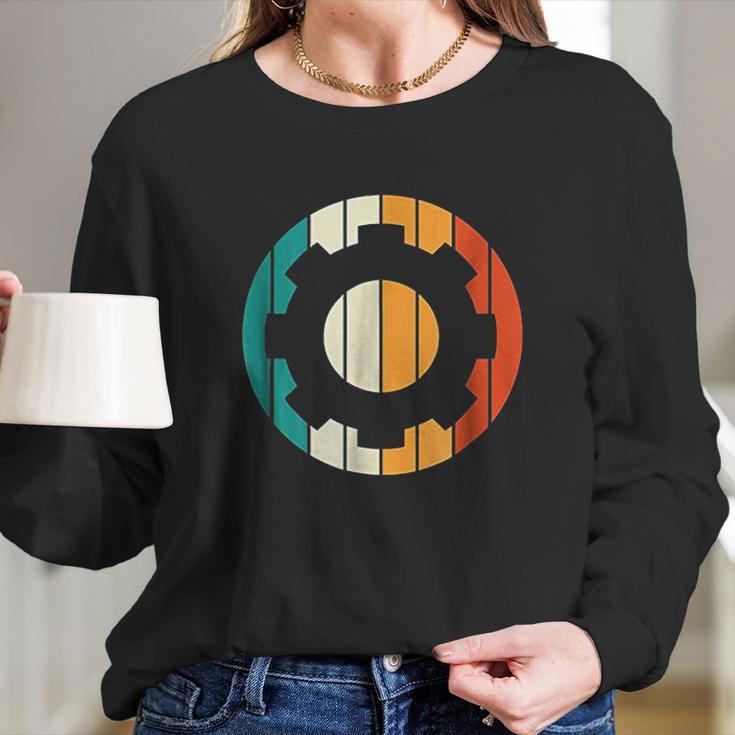 Retro Vintage Mechanical Engineering Gear Long Sleeve T-Shirt Gifts for Her