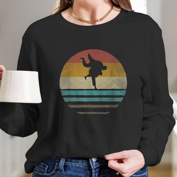 Retro Vintage Sunset Jiu Jitsu Silhouette Cute Funny Gift Long Sleeve T-Shirt Gifts for Her