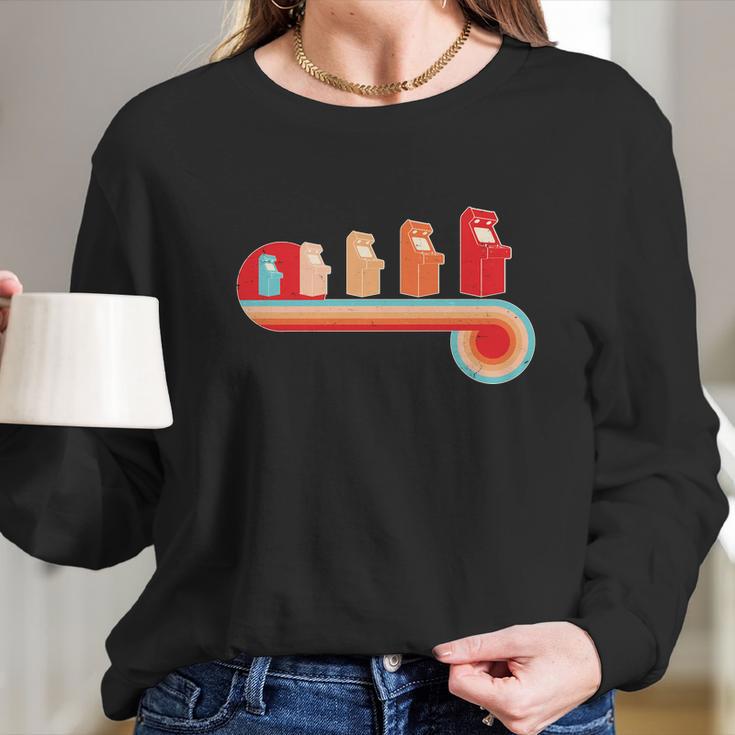 Retro Vintage Video Game Arcade Machines Long Sleeve T-Shirt Gifts for Her