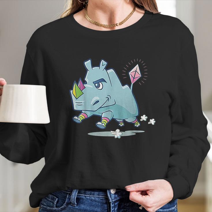 The Rhino Mascot Long Sleeve T-Shirt Gifts for Her