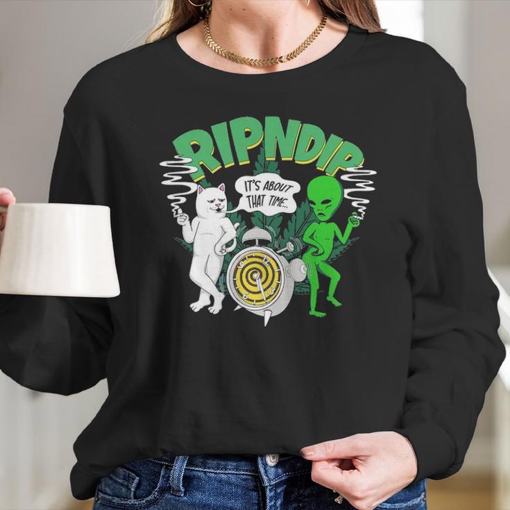 Rip & Dip With Cute Cats Tshirt Long Sleeve T-Shirt Gifts for Her