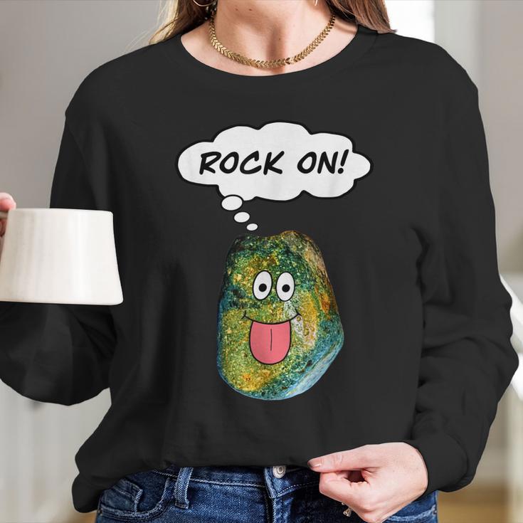 Rock On Funny Rockhound Geology Rockhounding Long Sleeve T-Shirt Gifts for Her