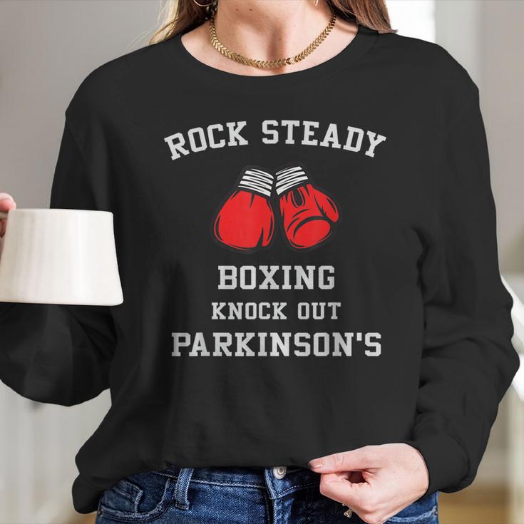 Rock Steady Boxing Knock Out Parkinsons Long Sleeve T-Shirt Gifts for Her