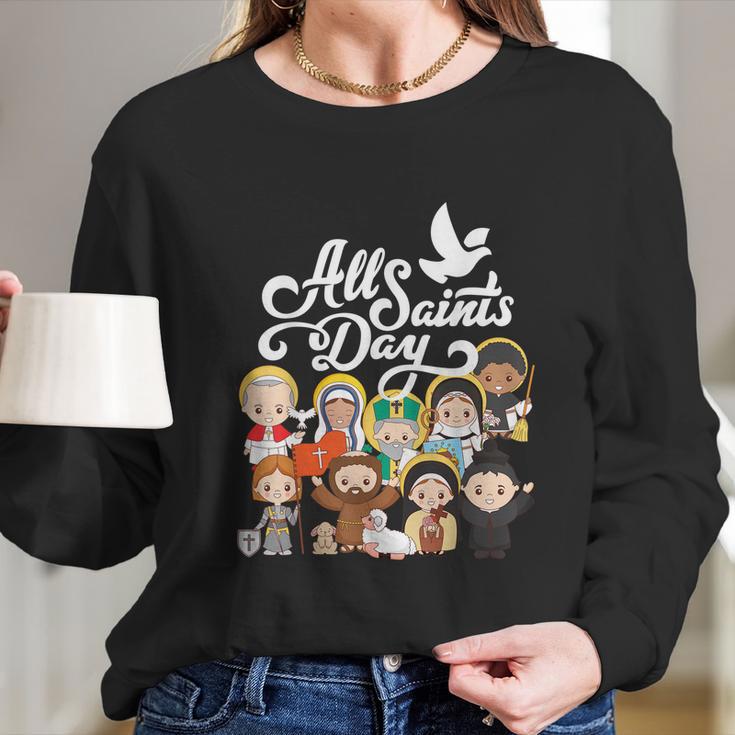 All Saints Day Kids Catholic St Francis Therese Joan Of Arc Long Sleeve T-Shirt Gifts for Her