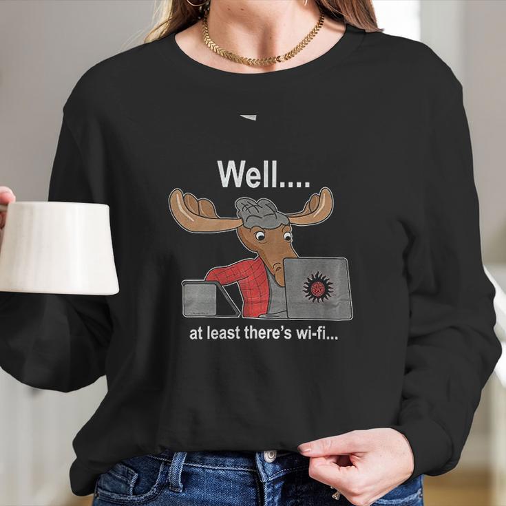 Sam Winchester Moose Wifi Geek Long Sleeve T-Shirt Gifts for Her