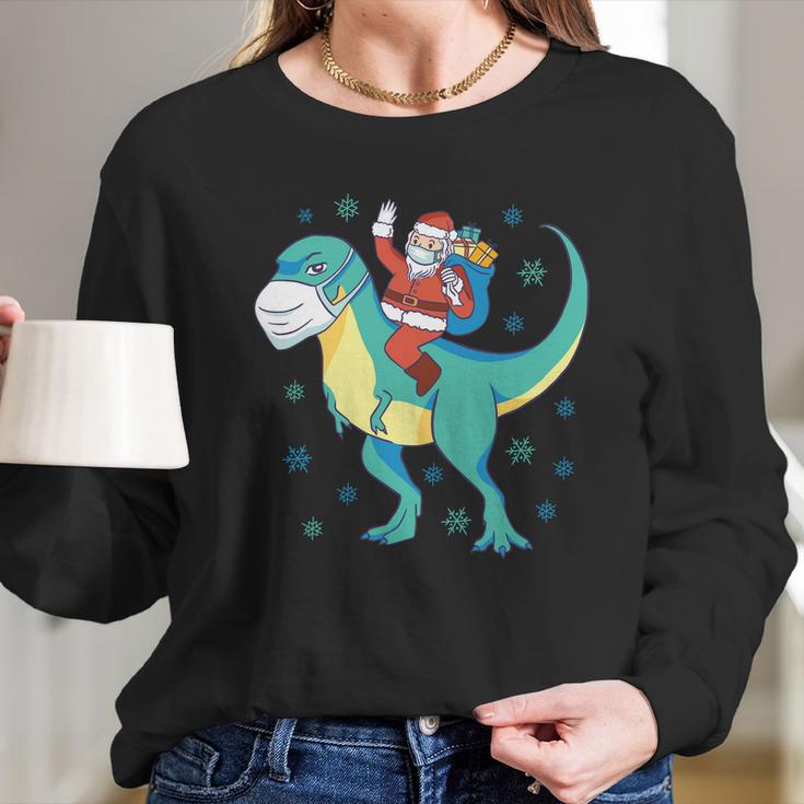 Santa Dinosaur Pandemic Long Sleeve T-Shirt Gifts for Her