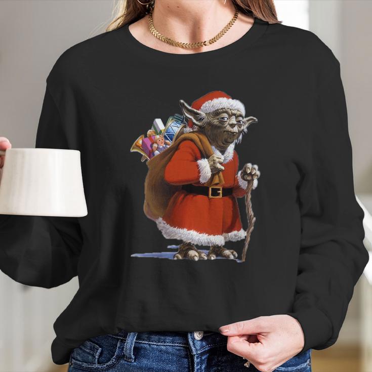 Santa Yoda T-Shirt Long Sleeve T-Shirt Gifts for Her