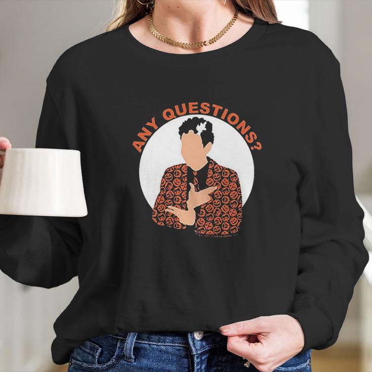 Saturday Night Live David S Pumpkins Any Questions Black Long Sleeve T-Shirt Gifts for Her