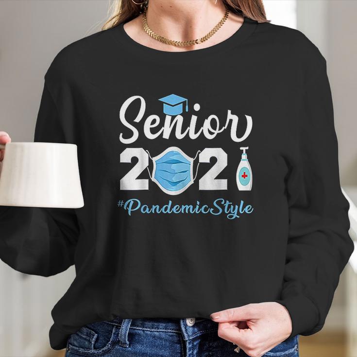 Senior 2021 Pandemic Style Social Distancing Long Sleeve T-Shirt Gifts for Her