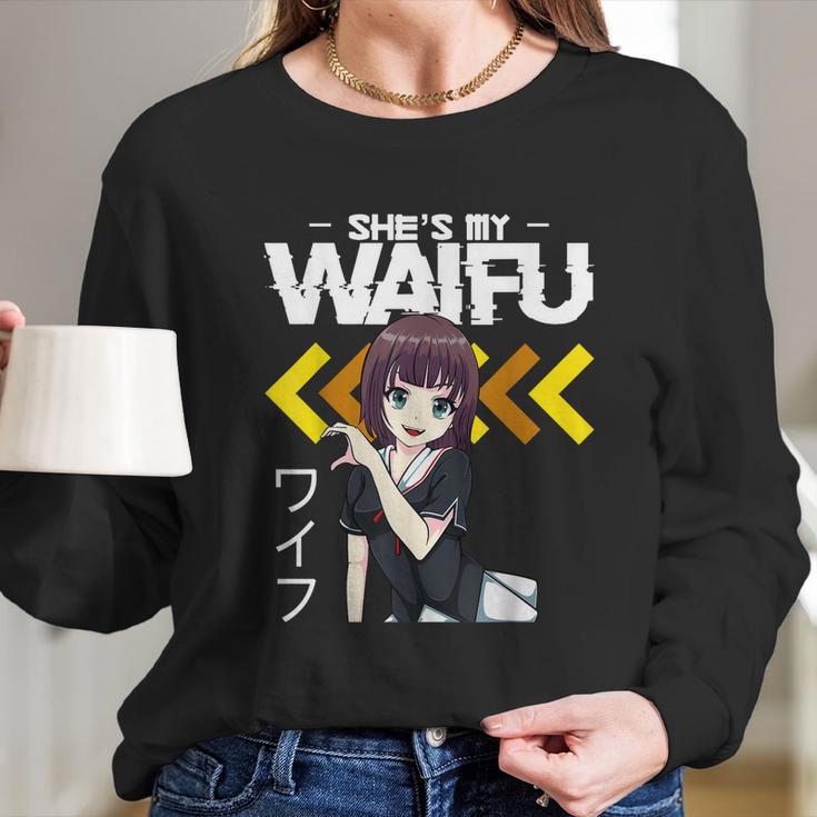 Shes My Waifu Hes My Senpai Anime Manga Couples Romantic Long Sleeve T-Shirt Gifts for Her