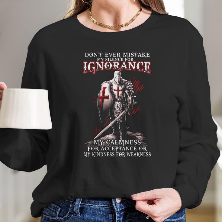 Silence For Ignorance - Knights Templar Long Sleeve T-Shirt Gifts for Her