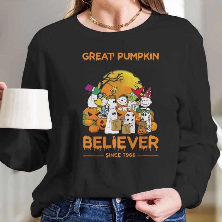 Snoopy Brown’S Ghost Great Pumpkin Believer Since 1966 Shirt Long Sleeve T-Shirt Gifts for Her