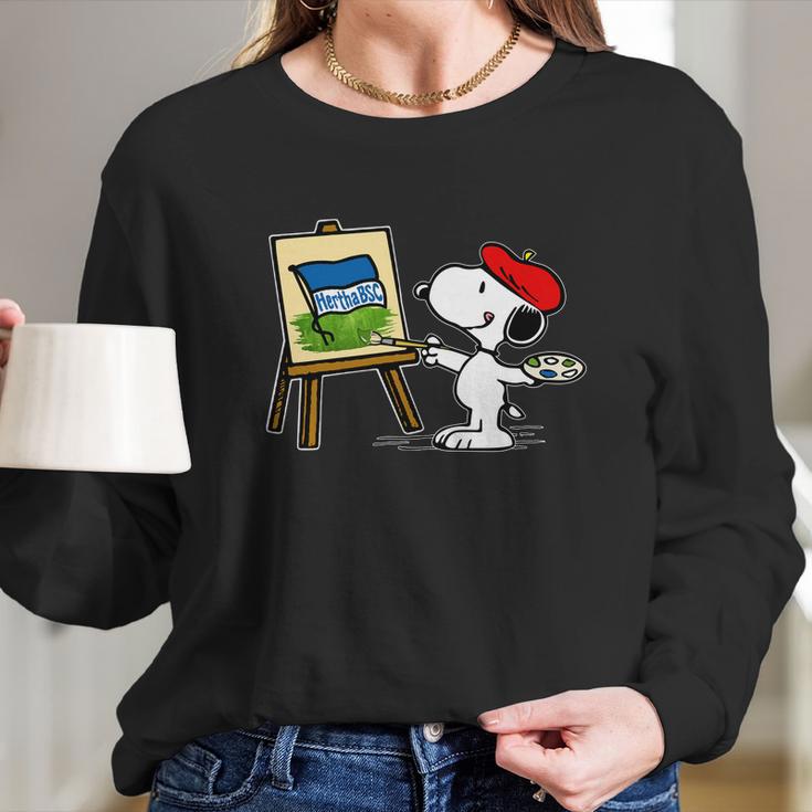 Snoopy Drawing Hertha Bsc Long Sleeve T-Shirt Gifts for Her