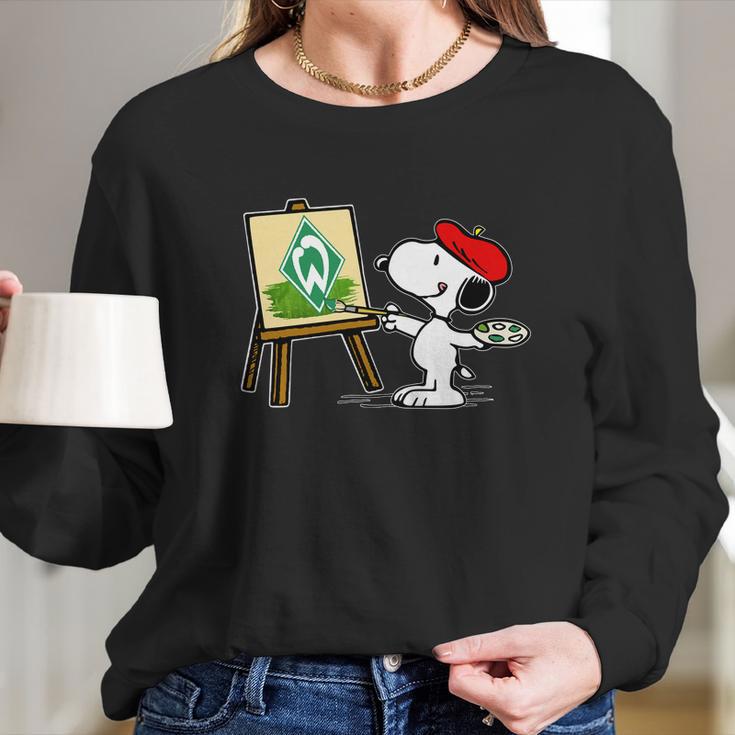 Snoopy Drawing Werder Bremen Long Sleeve T-Shirt Gifts for Her