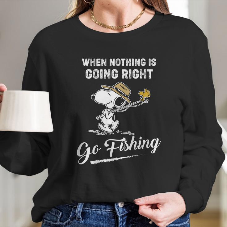 Snoopy Go Fishing Long Sleeve T-Shirt Gifts for Her