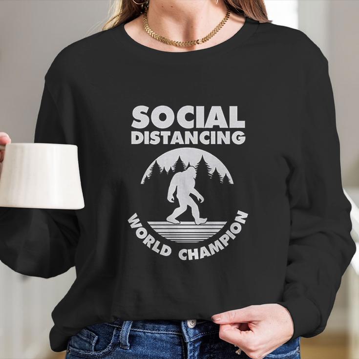 Social Distancing Introvert Bigfoot Funny Long Sleeve T-Shirt Gifts for Her