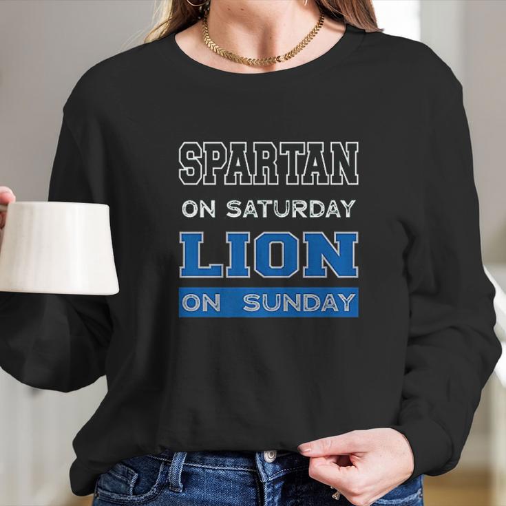 Spartan On Saturday Lion On Sunday Long Sleeve T-Shirt Gifts for Her