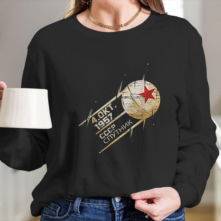 Sputnik Space Satellite Russian Soviet Union 1957 Cccp Long Sleeve T-Shirt Gifts for Her