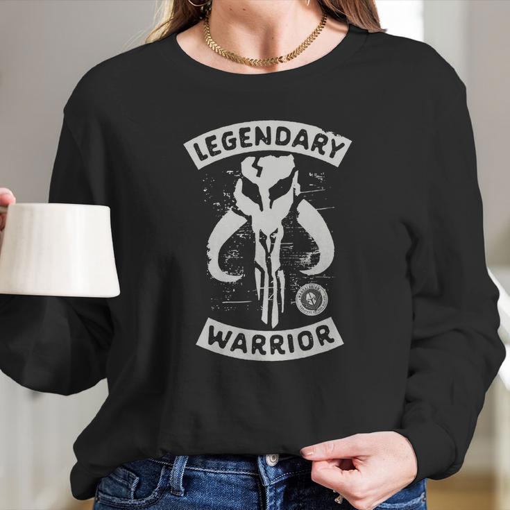 Star Wars The Mandalorian Skull Legendary Warrior T-Shirt Long Sleeve T-Shirt Gifts for Her