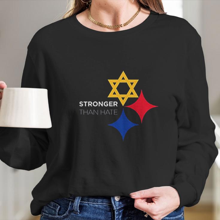 Stronger Than Hate Official Pittsburgh Steelers Steel City Star Of David Long Sleeve T-Shirt Gifts for Her