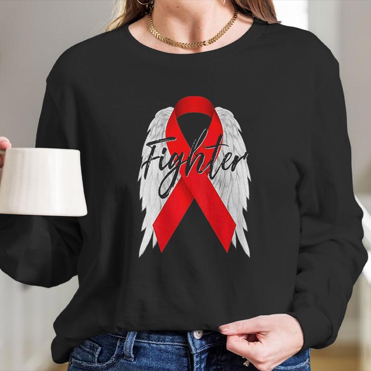 Survivor Red Ribbon Recovery Long Sleeve T-Shirt Gifts for Her