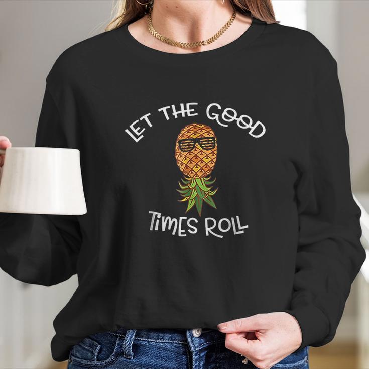 Swingers Lifestyle Party Upside Down Pineapple Long Sleeve T-Shirt Gifts for Her