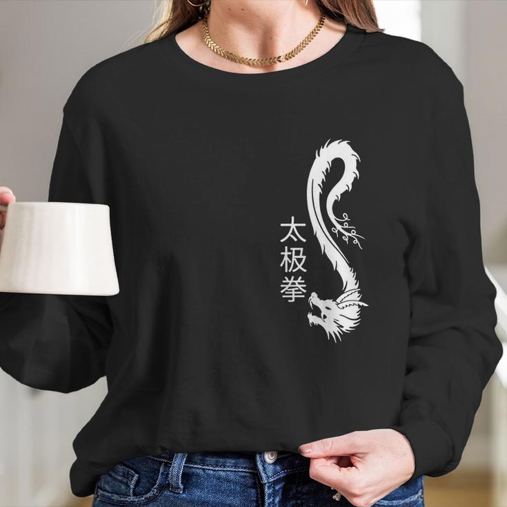 Tai Chi Chuan White Chinese Dragon Graphic Gift Long Sleeve T-Shirt Gifts for Her