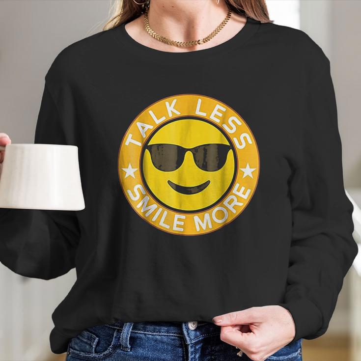 Talk Less Smile More Hamilton Yellow Emoji Smile Long Sleeve T-Shirt Gifts for Her